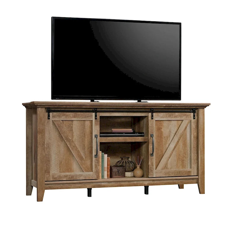 Buffet TV style Farmhouse moderne avec portes coulissantes façon grange