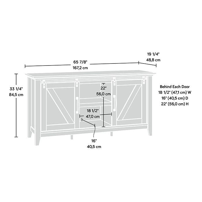 Buffet TV style Farmhouse moderne avec portes coulissantes façon grange