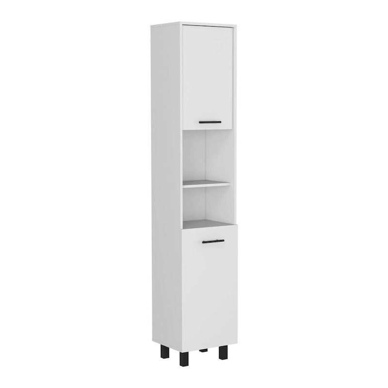 Meuble de garde-manger avec trois étagères intérieures, finition blanche