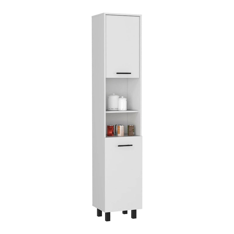 Meuble de garde-manger avec trois étagères intérieures, finition blanche