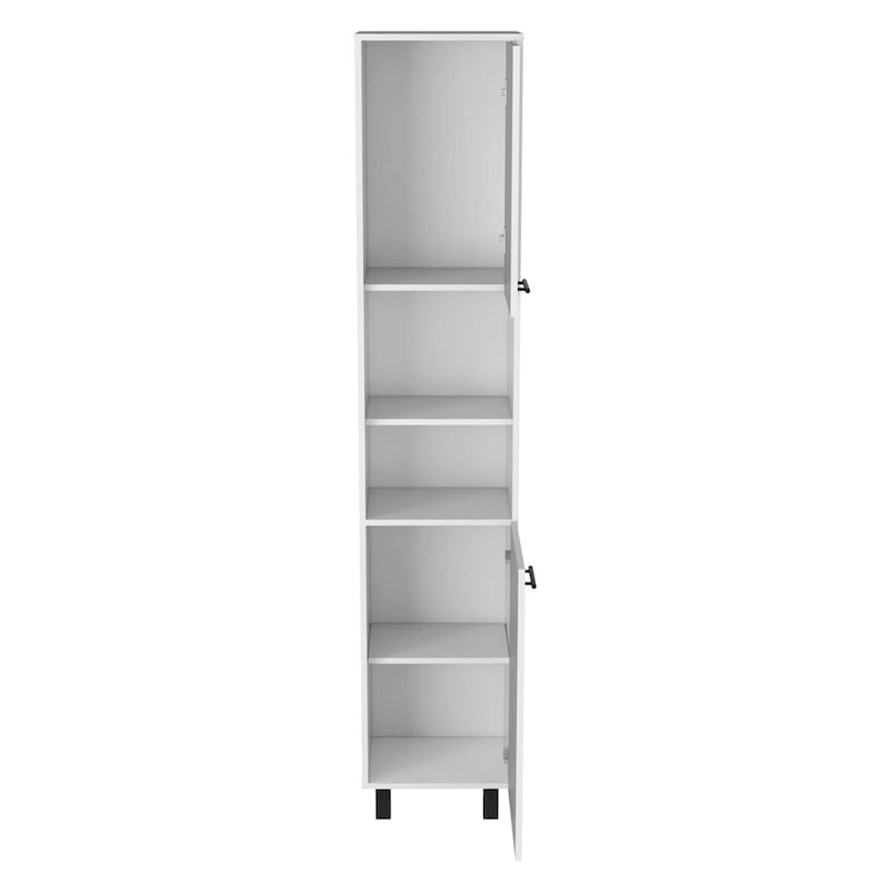 Meuble de garde-manger avec trois étagères intérieures, finition blanche