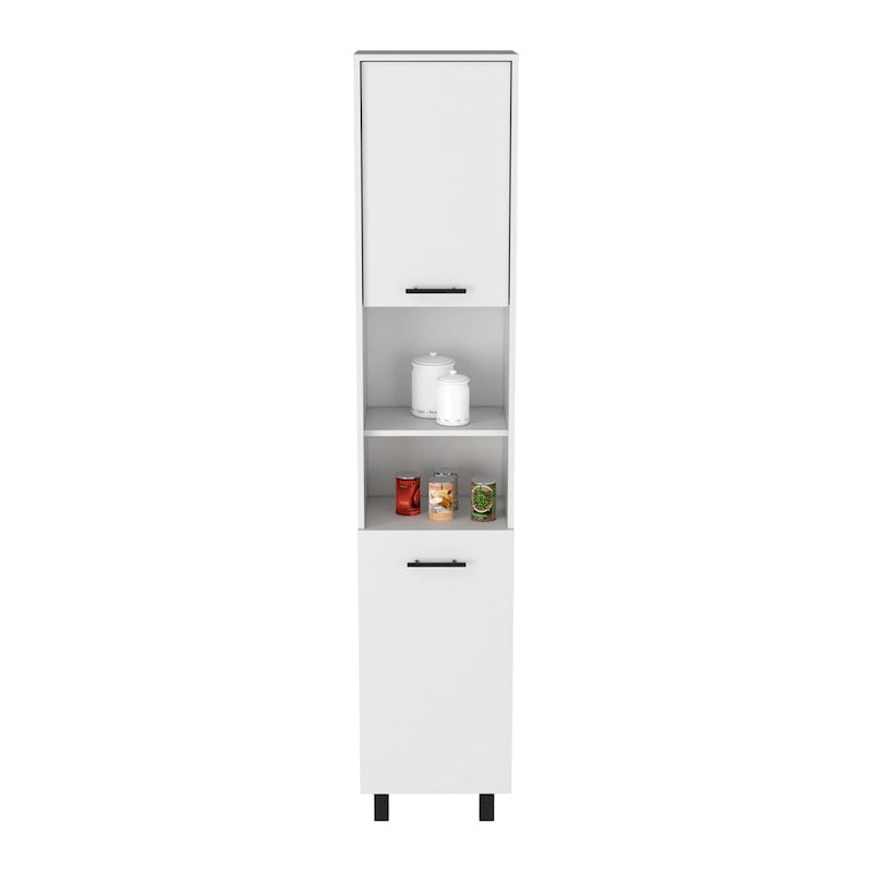 Meuble de garde-manger avec trois étagères intérieures, finition blanche