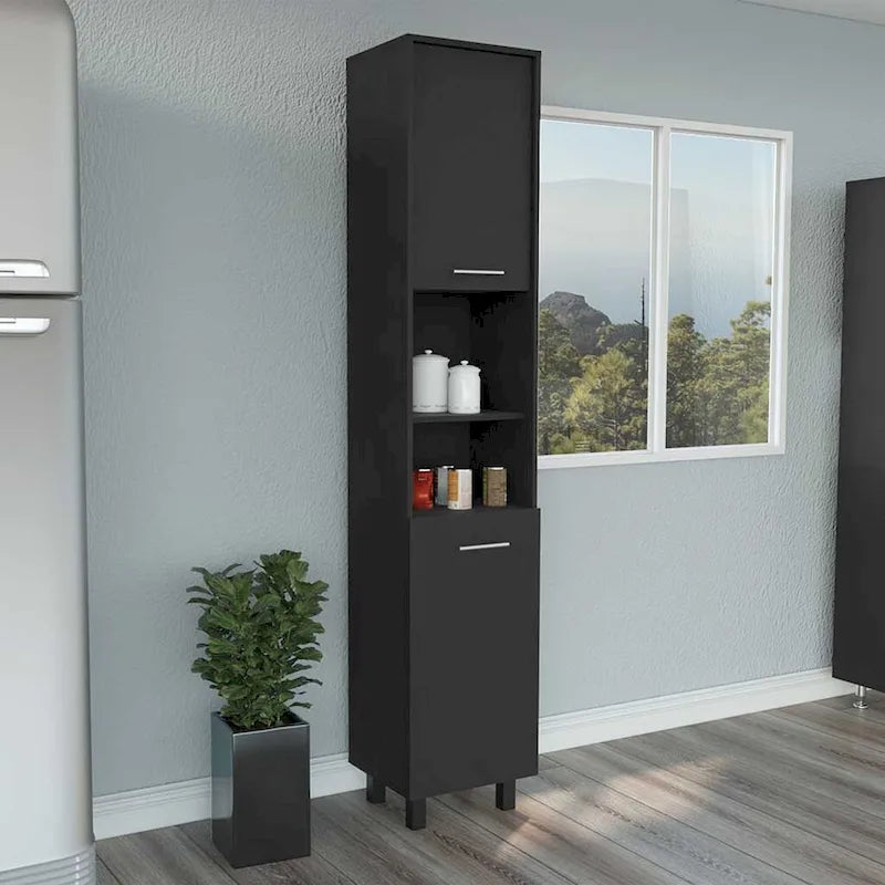 Meuble de garde-manger avec trois étagères intérieures, finition blanche