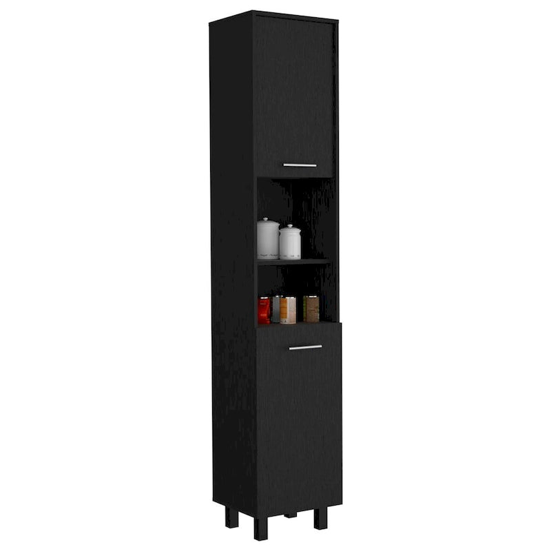 Meuble de garde-manger avec trois étagères intérieures, finition blanche