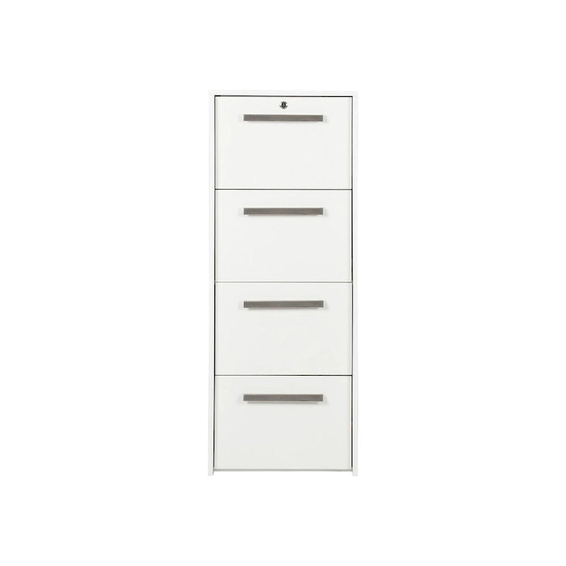 Classeur latéral vertical à 4 tiroirs en grain de bois blanc - 48,5 H x 18,5 L x 17,5 P