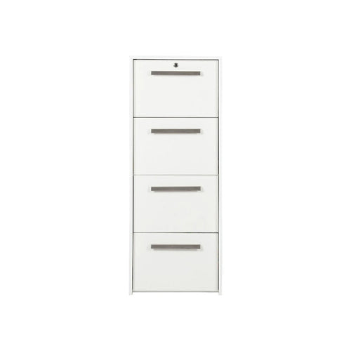 Classeur latéral vertical à 4 tiroirs en grain de bois blanc - 48,5 H x 18,5 L x 17,5 P