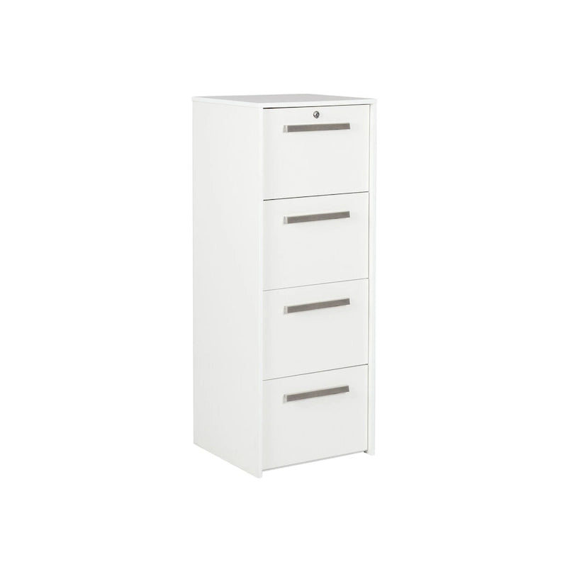 Classeur latéral vertical à 4 tiroirs en grain de bois blanc - 48,5 H x 18,5 L x 17,5 P