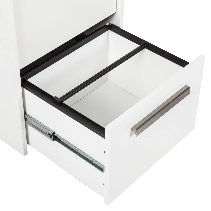 Classeur latéral vertical à 4 tiroirs en grain de bois blanc - 48,5 H x 18,5 L x 17,5 P