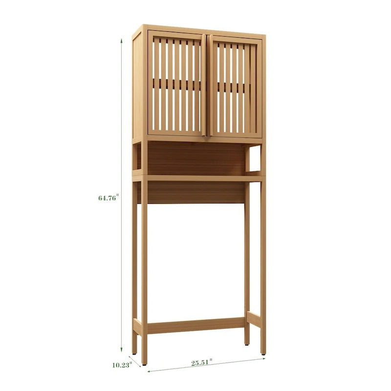 Étagère de rangement autoportante pour toilettes, salle de bain et buanderie, couleur naturelle