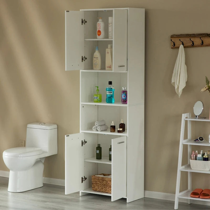 Armoire de rangement verticale pour linge de bain, blanche