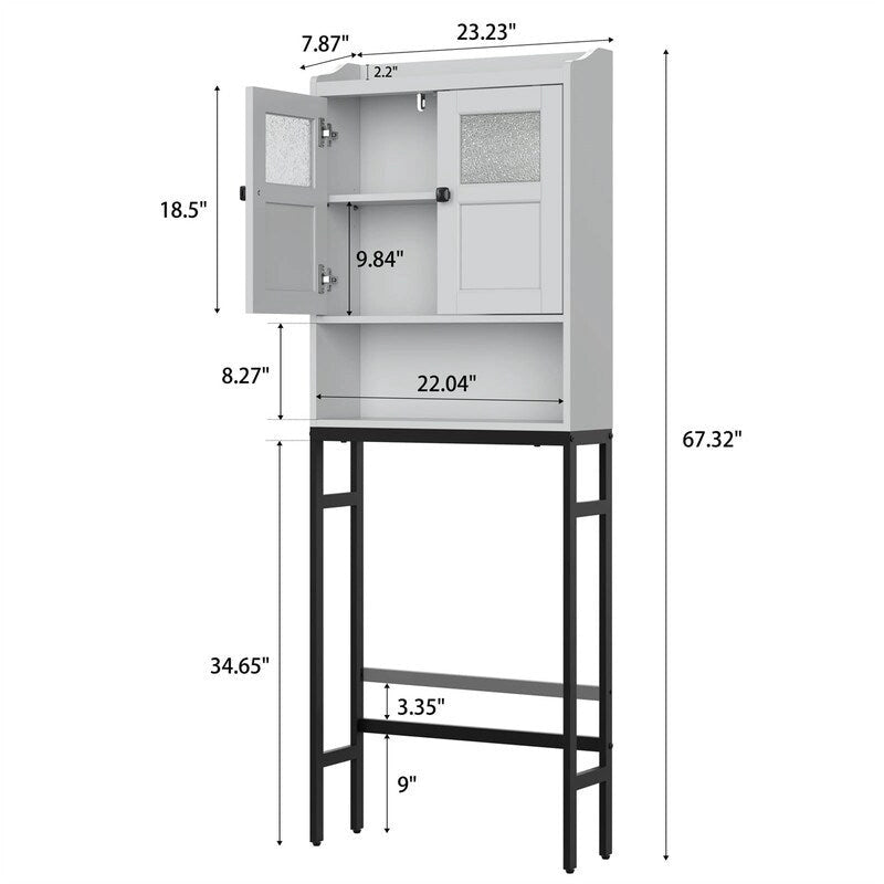 Over-the-Toilet Storage Cabinet - 7.87 D x 23.23 W x 67.32 H
