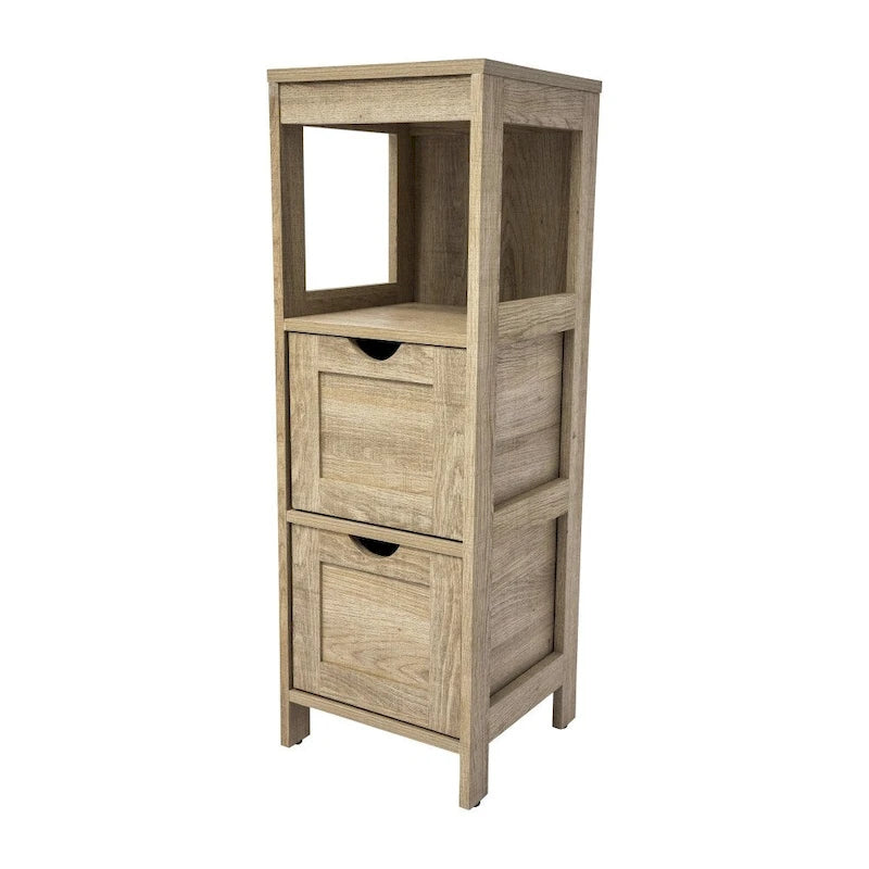 Meuble de Rangement sur Pied avec 2 Tiroirs et Étagère Ouverte