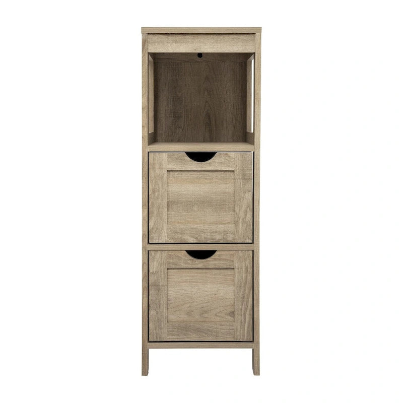 Meuble de Rangement sur Pied avec 2 Tiroirs et Étagère Ouverte
