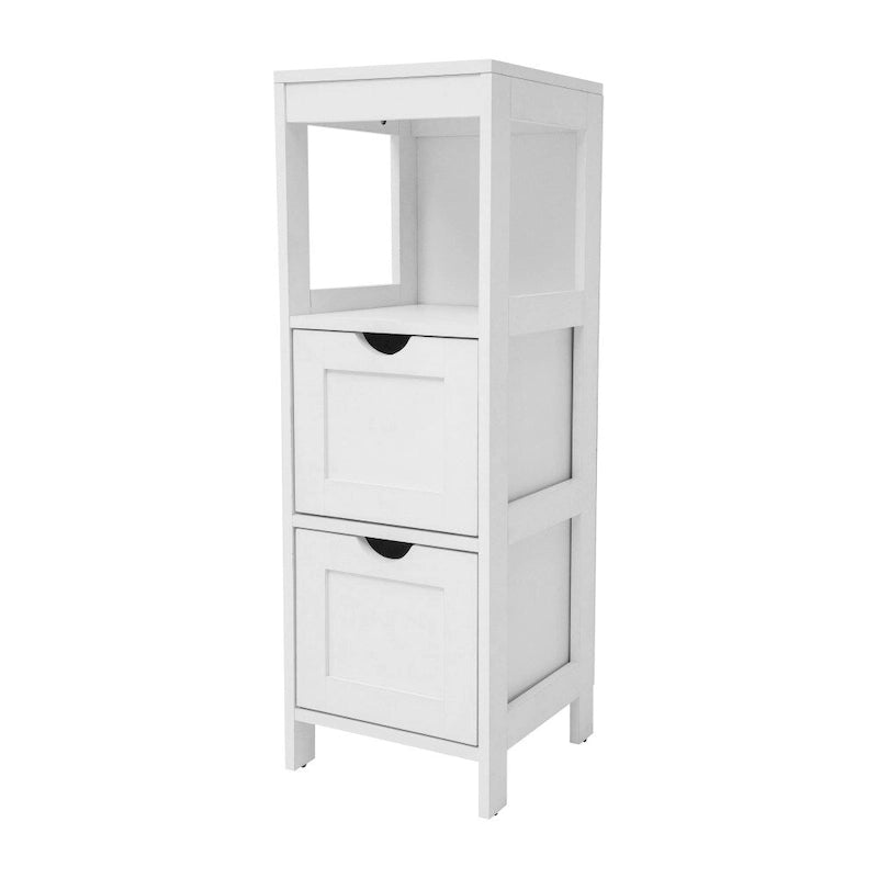 Meuble de Rangement sur Pied avec 2 Tiroirs et Étagère Ouverte