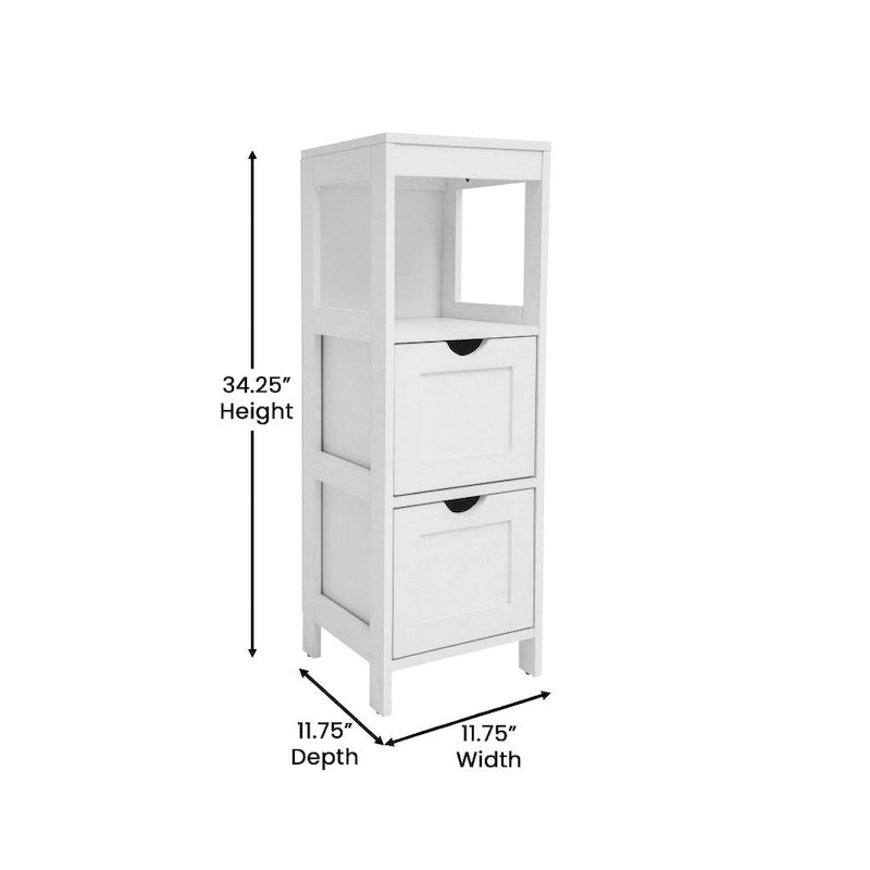 Meuble de Rangement sur Pied avec 2 Tiroirs et Étagère Ouverte