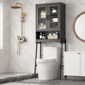 Meuble de rangement pour toilettes avec portes en verre trempé - 9,4 P x 23,6 L x 66,5 H