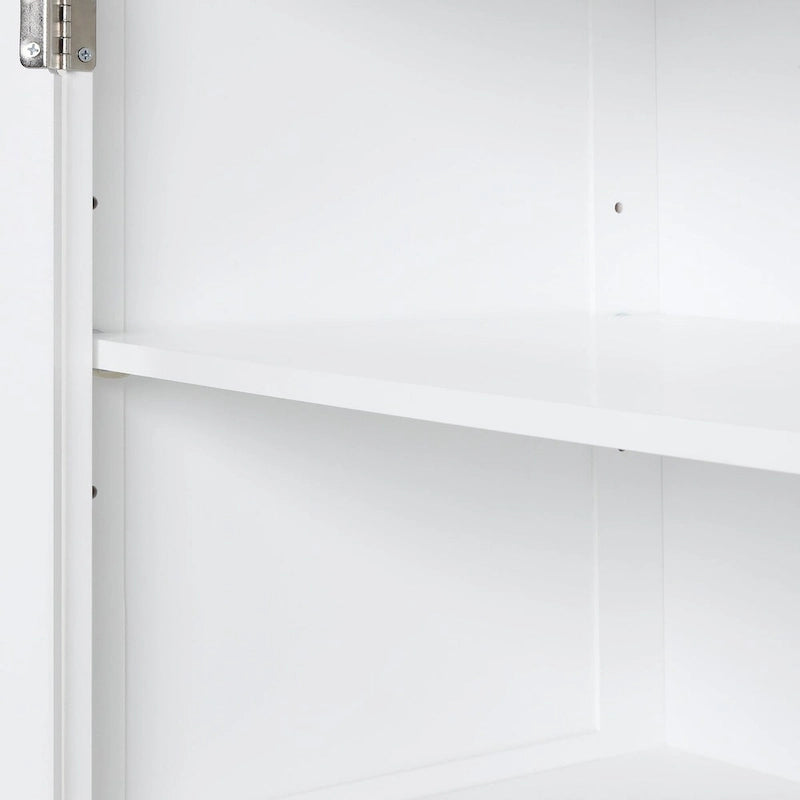 68-Meuble de salle de bain en bois grand blanc avec 1 porte, tiroirs et étagère réglable