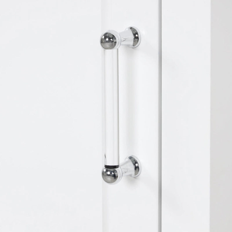 68-Meuble de salle de bain en bois grand blanc avec 1 porte, tiroirs et étagère réglable