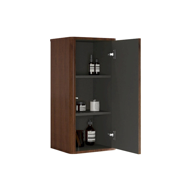 Meuble d'appoint mural suspendu en noyer rayé pour salle de bain