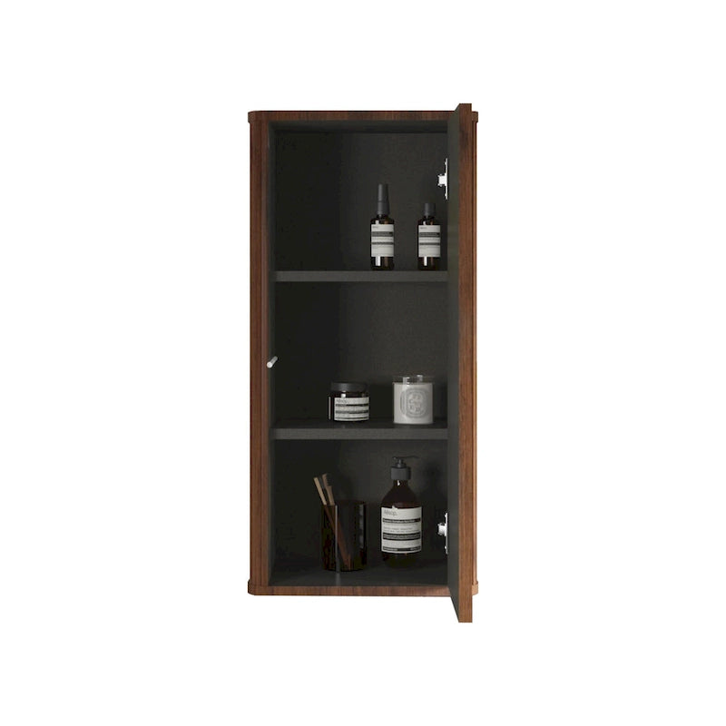 Meuble d'appoint mural suspendu en noyer rayé pour salle de bain
