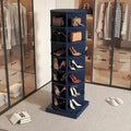 Meuble à chaussures rotatif bleu à 360° avec 7 étagères pour salon
