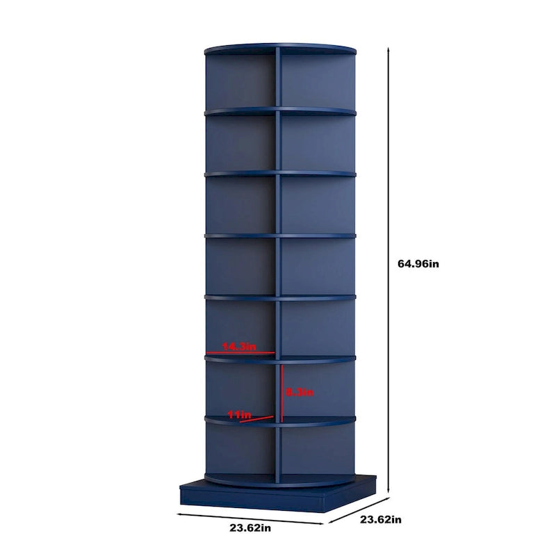 Meuble à chaussures rotatif bleu à 360° avec 7 étagères pour salon