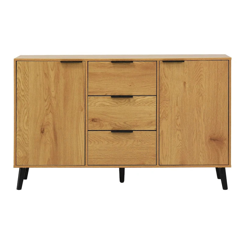 Bahut buffet avec 3 tiroirs et 2 portes, Naturel