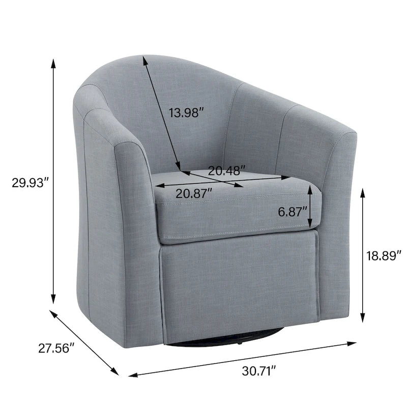 Set of 2 Modern Upholstered Swivel Barrel Chair Living Room Accent Chair