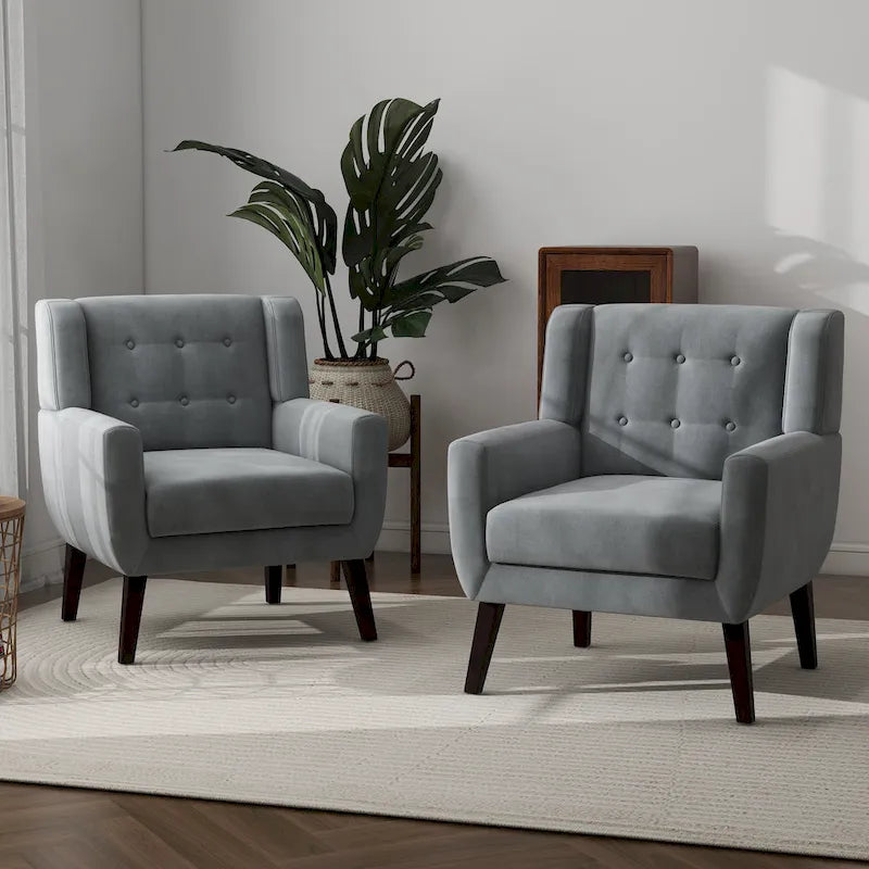 Lot de 2 fauteuils d'appoint en velours pour salon