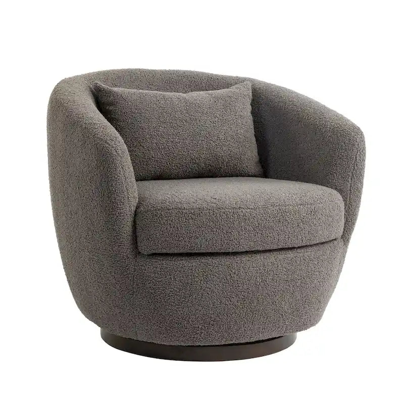 Upholstered Swivel Barrel Armchair with Storage Modern Living Room Side Chair for Bedroom/Office/Reading Spaces