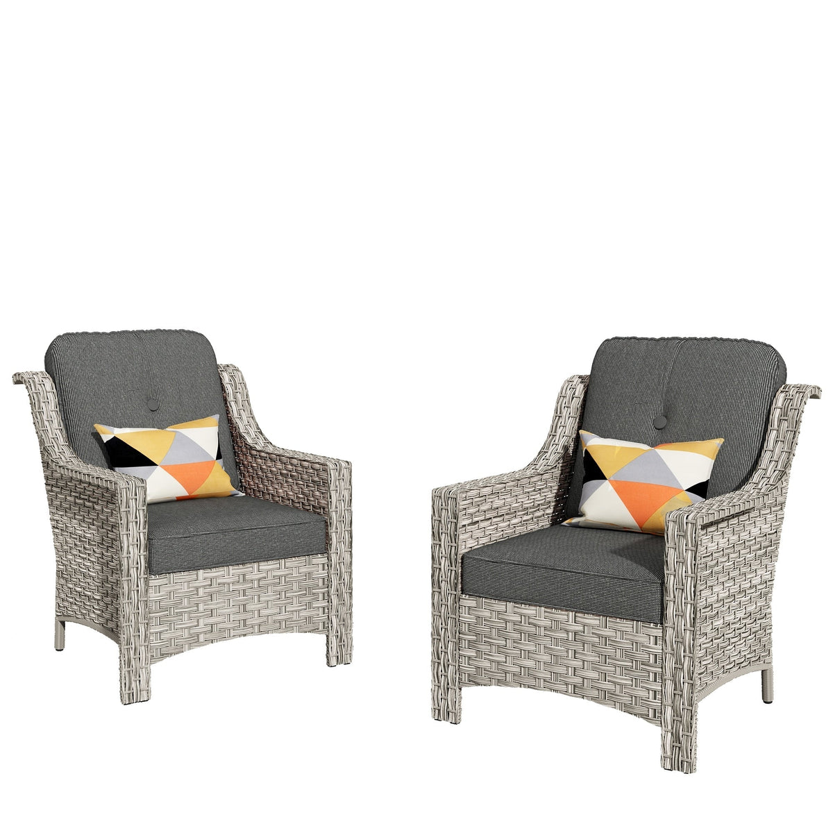 HOOOWOOO 2-piece High Back Wicker Rattan Outdoor Patio Chair Set