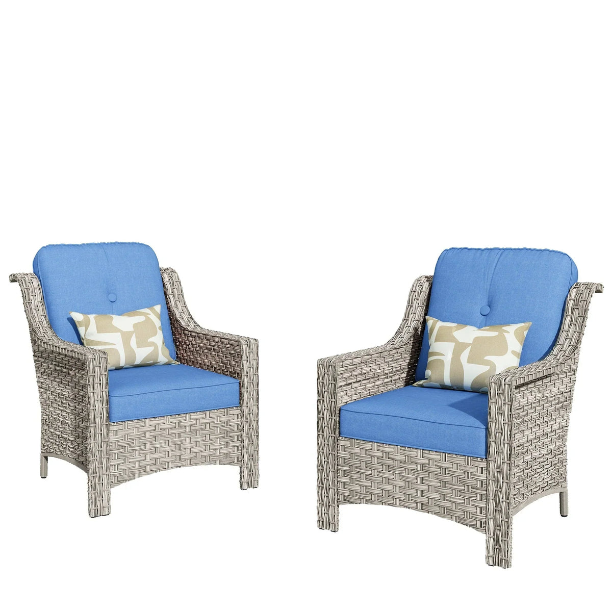 HOOOWOOO 2-piece High Back Wicker Rattan Outdoor Patio Chair Set