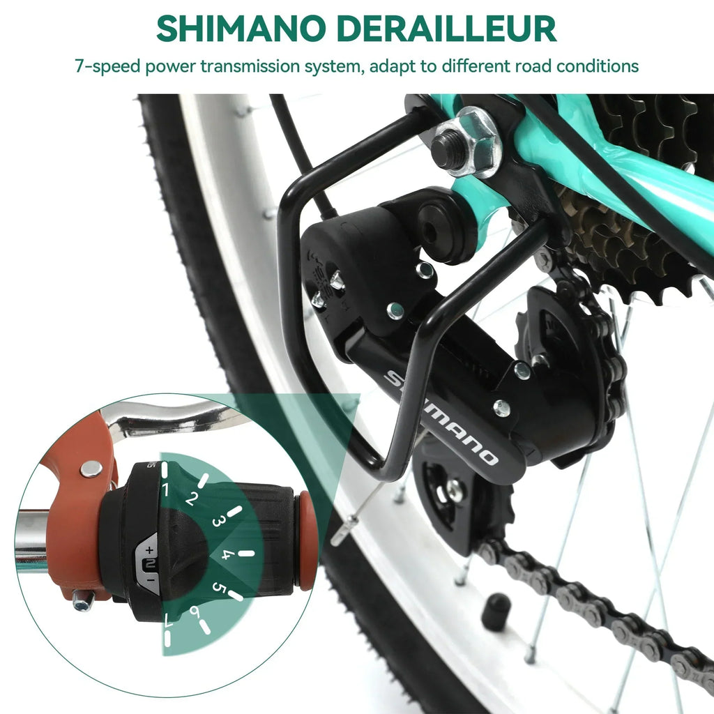 Moasis24/ 26 7-speed Cruiser Bike Adjustable Step Through Bike Commute Bike Bicycle