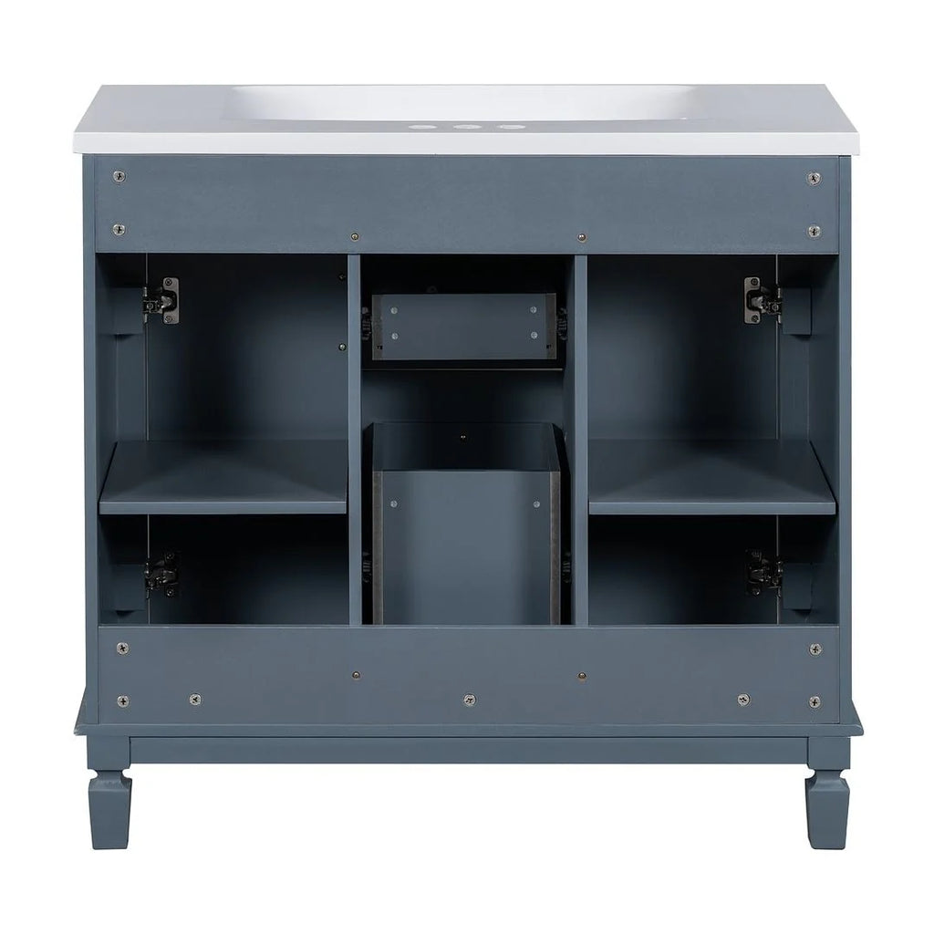 36'' Modern Bathroom Vanity with Top Sink and Mirror Cabinet,2 Doors and 2 Drawers