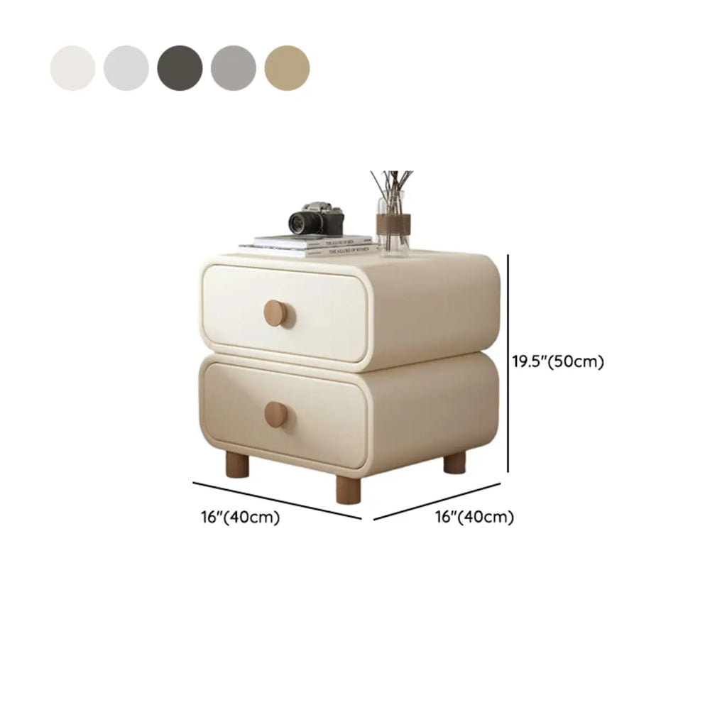 Pleather Scandinavian Nightstand With Faux Leather Finish