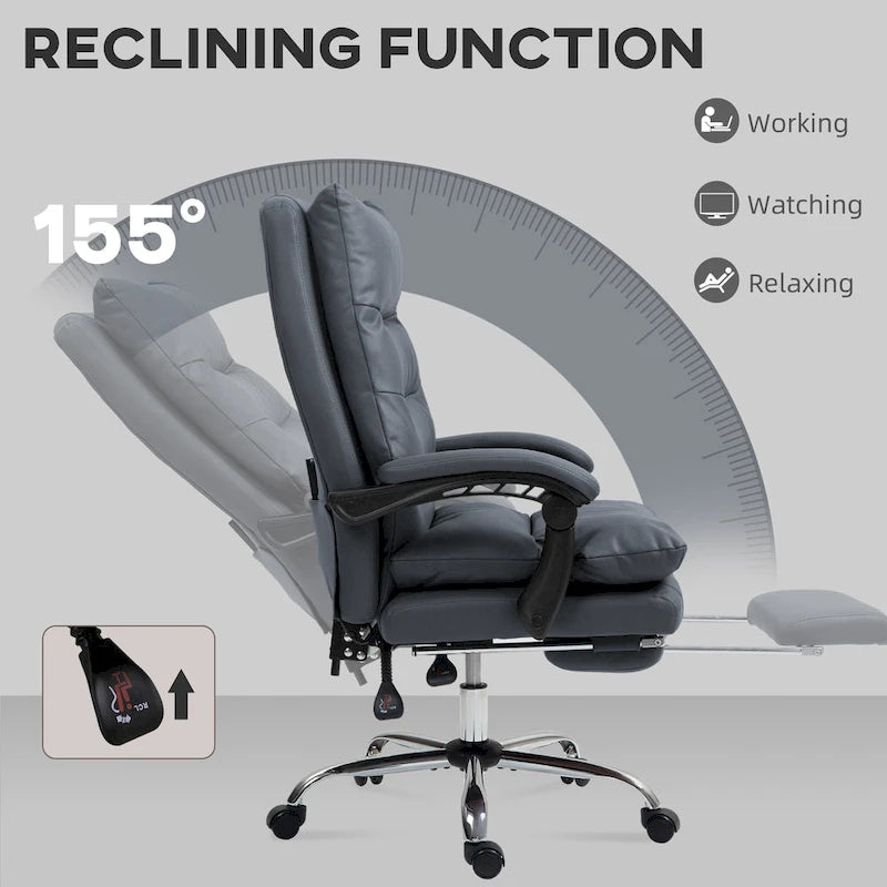 Fauteuil de bureau massant inclinable avec chauffage et vibrations | Microfibre | Blanc crème