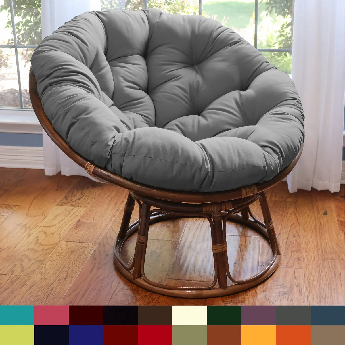 Bali 42-inch Rattan Papasan Chair with Twill Cushion