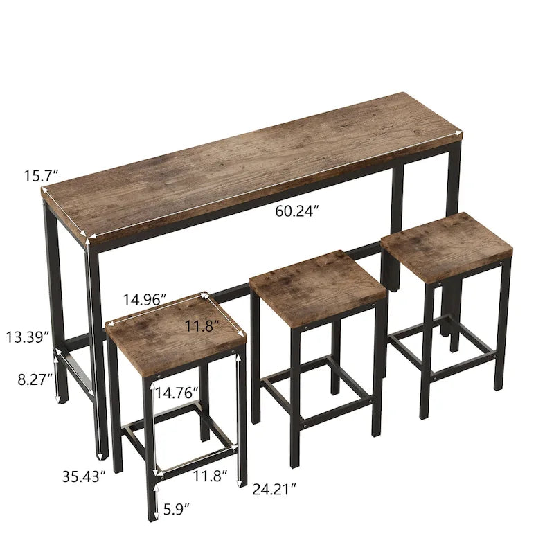 Pub Table Set with 3 Stools