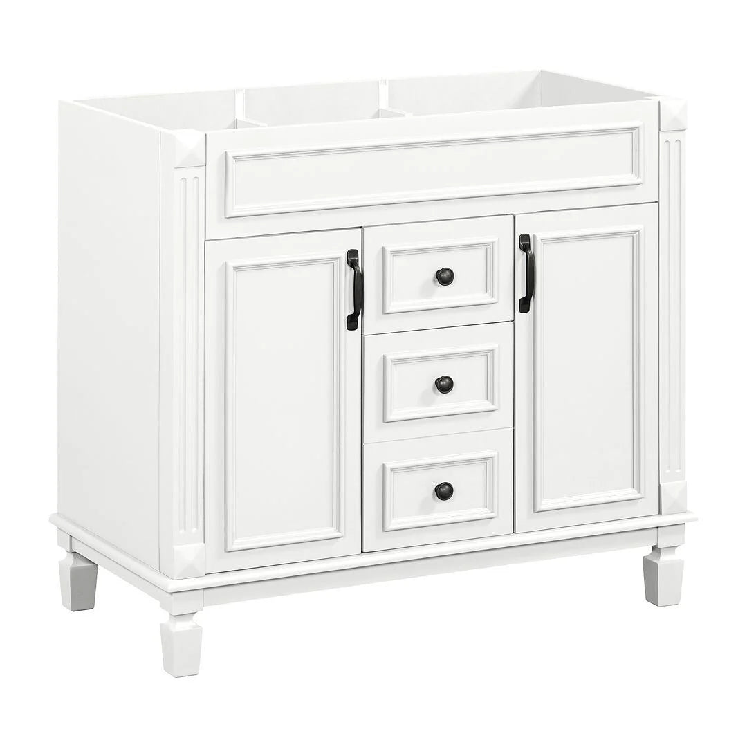 36'' Modern Bathroom Vanity with Top Sink and Mirror Cabinet,2 Doors and 2 Drawers