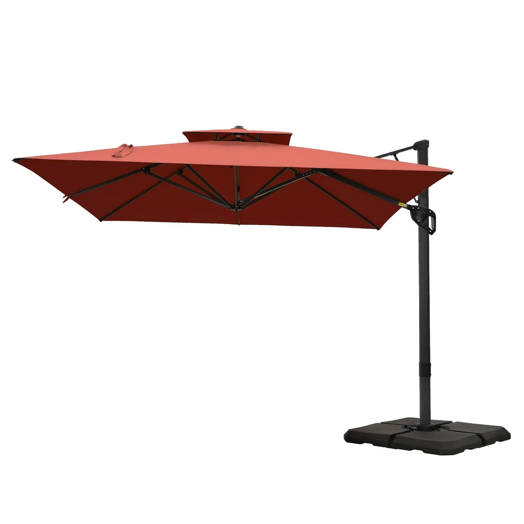 MAISON ARTS 12 FT Automatic Hydraulic Cantilever Umbrella Aluminum Pole 360 Degree Rotation