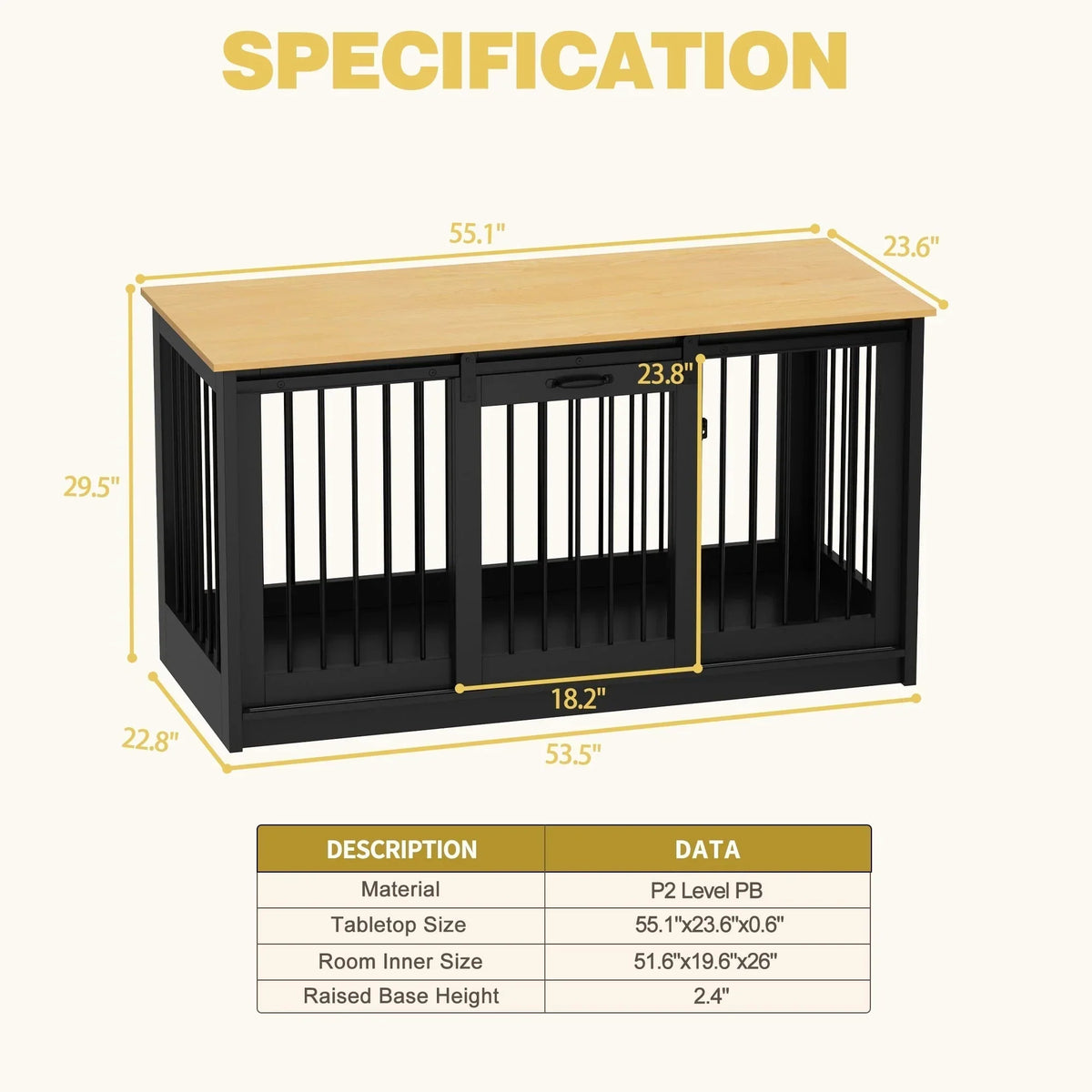Pet Residence with Iron Tube Reinforcement Stylish & Sturdy Dog Crate