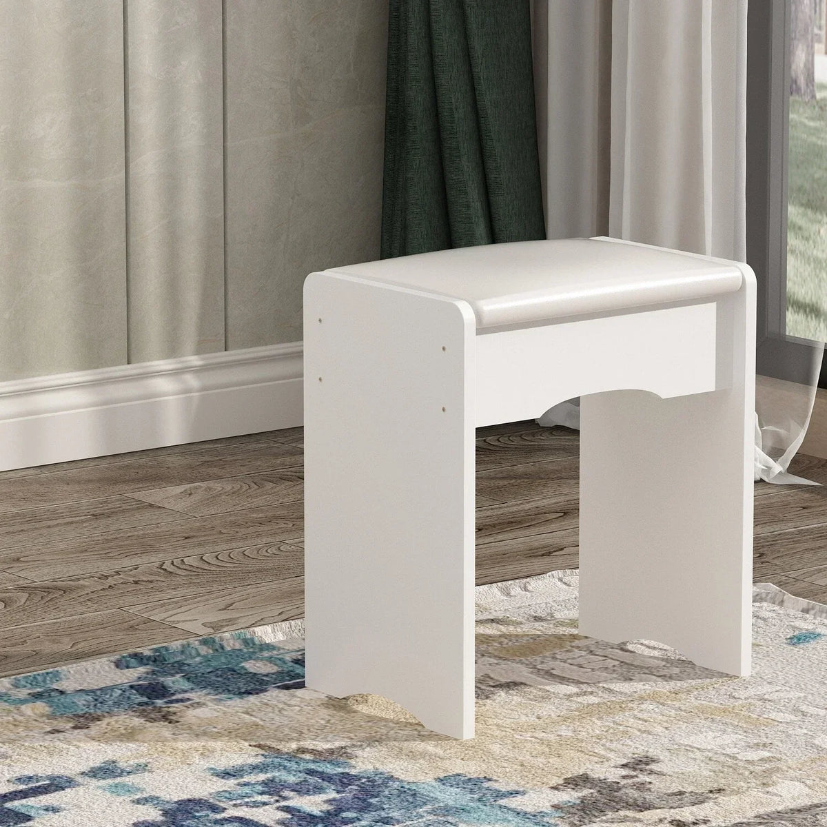 Coiffeuse avec éclairage LED, miroir et tabouret
