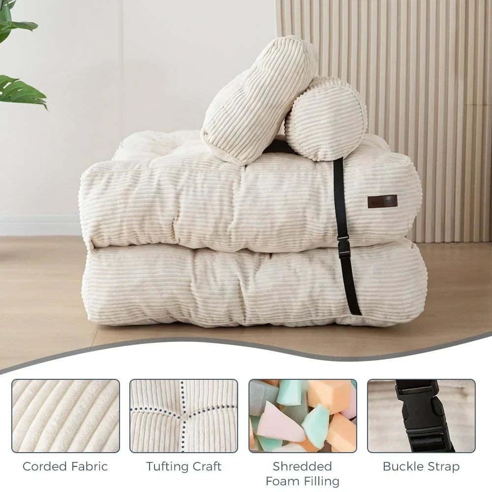 8 Corduroy Folding Couch Sofa Bed,Single