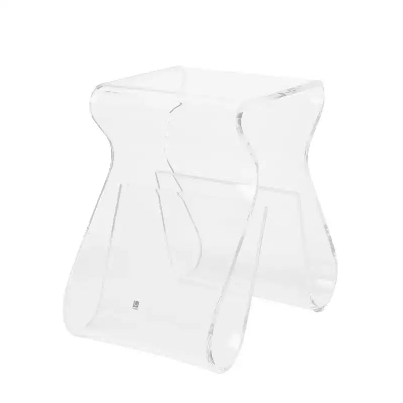 Tabouret et porte-revues Magino Transparent : Acrylique incassable, aucun assemblage requis