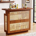 Meuble de bar en rotin pour la maison, table de bar de ferme à 4 niveaux avec 4 porte-verres à pied, brun caramel