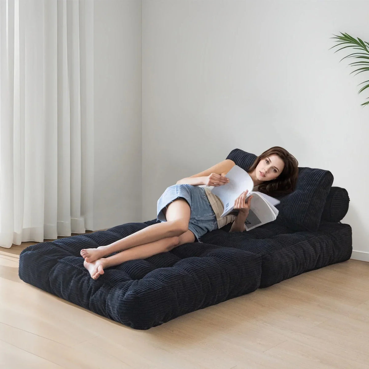8 Corduroy Folding Couch Sofa Bed,Single