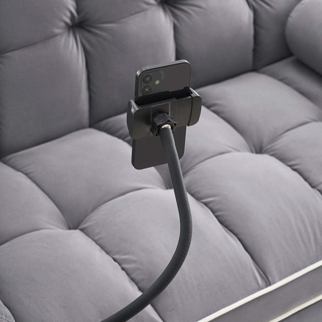 Canapé-lit convertible en velours 55'' 2 places avec lit gigogne, dossier inclinable, poches latérales et support de téléphone