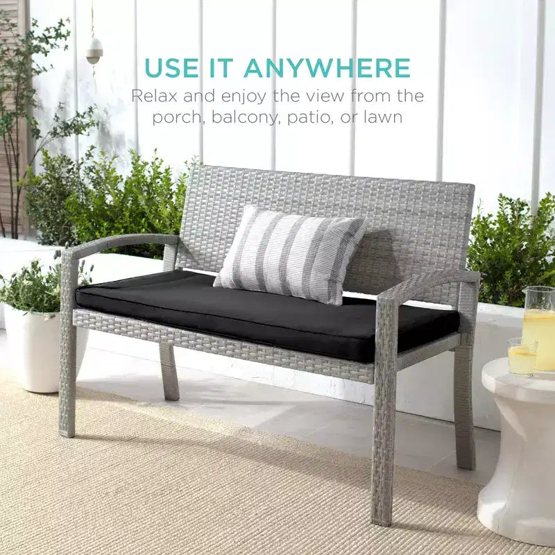 Banc de jardin en osier d'extérieur 2 places Best Choice Products avec coussin, capacité de 317 kg