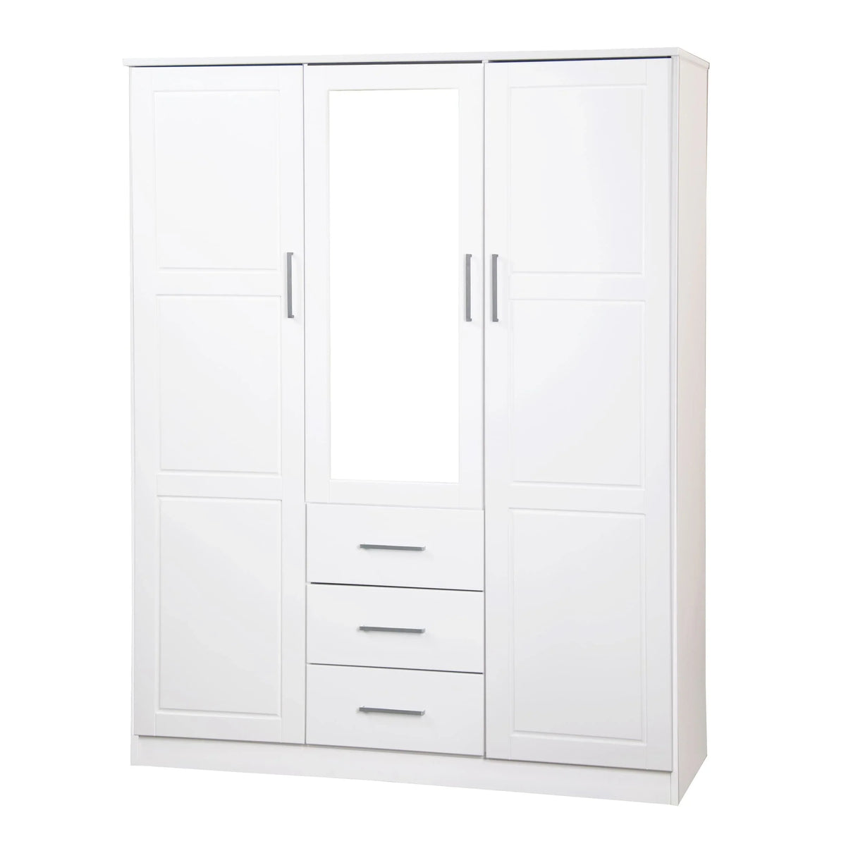 Palace Imports 100% Solid Wood Cosmo 3-Door Wardrobe Armoire with Solid Wood or Mirrored Doors