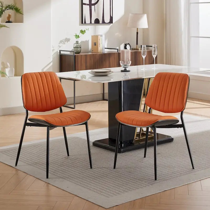 Lot de 2 chaises en similicuir avec pieds en métal